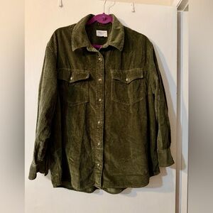 American Eagle Outfitters NWOT Olive Green Oversized Corduroy  Shacket Sz M